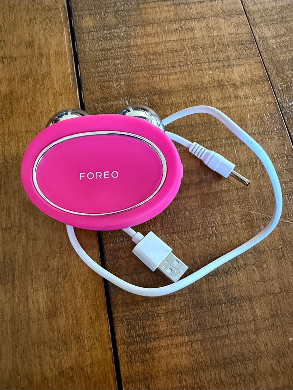 FOREO Bear Hot Pink Dual-Head Facial Massager with USB Charger